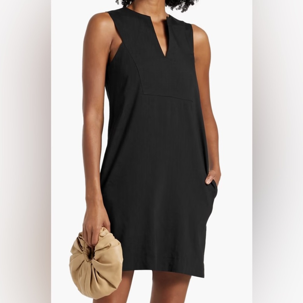 THEORY💎Black Linen Dress with Pockets Size 2, 16”ptp US 6 EUC! Retail $345